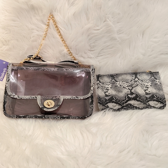 NWT Clear Flap Bag And Pouch - Picture 1 of 13